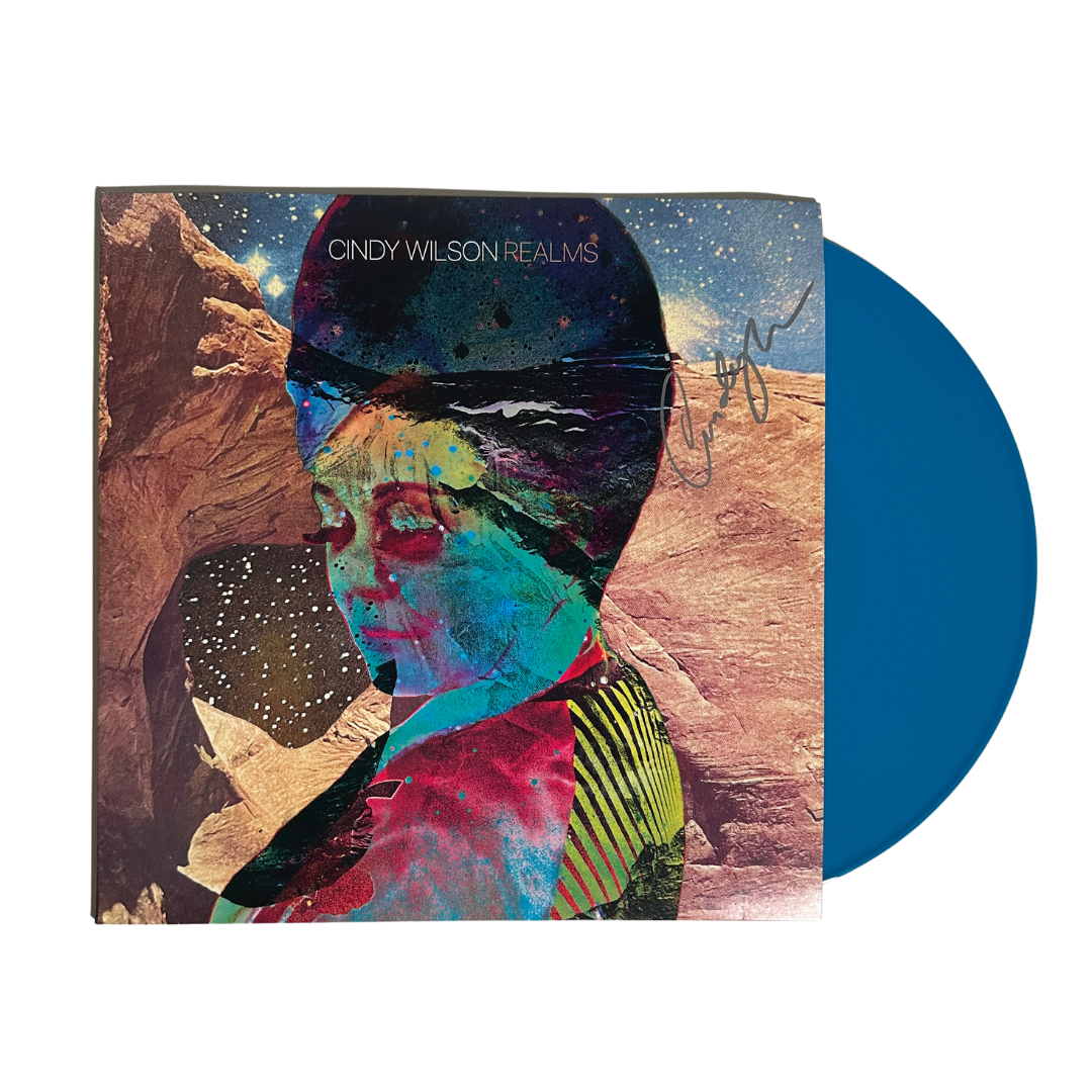 Signed turquoise vinyl record of cindy wilson realms album b-52s official merch collectible music vinyl