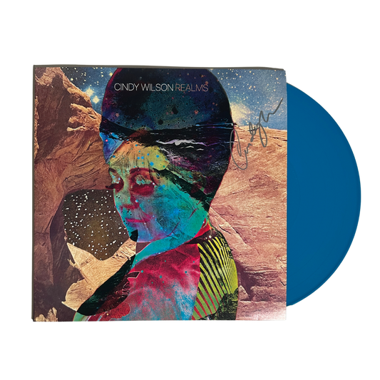 Signed turquoise vinyl record of cindy wilson realms album b-52s official merch collectible music vinyl