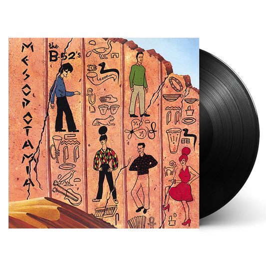 Album cover featuring stylized hieroglyphic-like drawings of people and musical instruments on a peach-colored background.